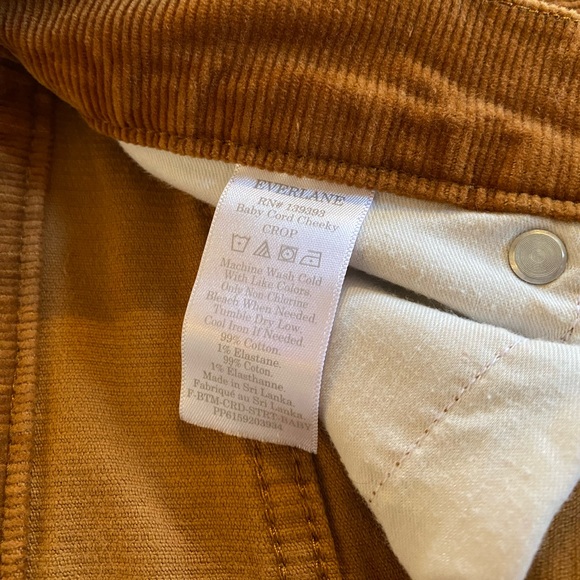 Everlane Baby Cord Cheeky Crop Brown Corduroy - waist size 24 - Picture 5 of 10